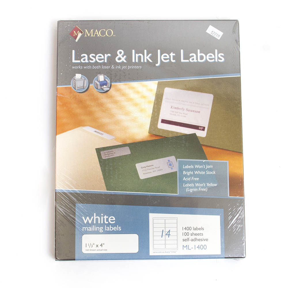 Art & School, Maco, Laser & Inkjet, Multi-Purpose, Labels, 1400 Count, 71941